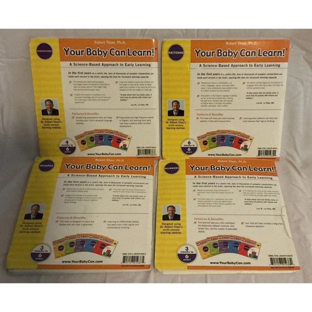 Lot Of 4 Your‎ Baby Can Learn Books! Shapes, Numbers, Patterns, And Prepositions